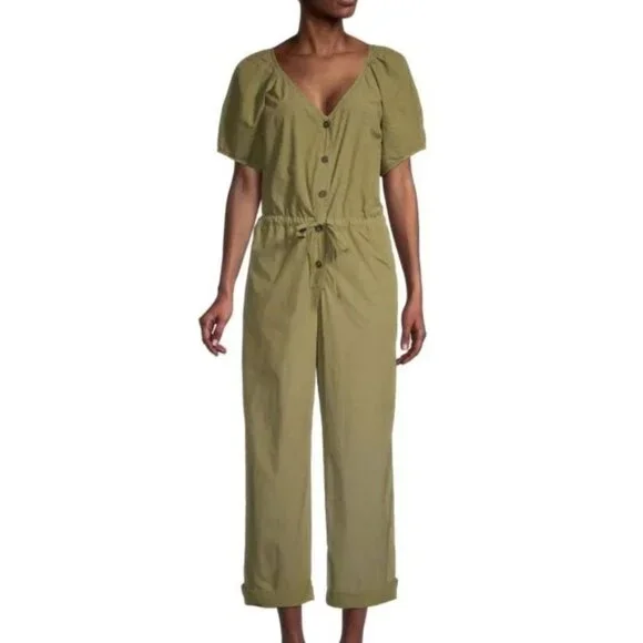 Velvet By Graham Spencer Womens Jumpsuit Size Medium Green Drucie Pure Cotton - Picture 9 of 11